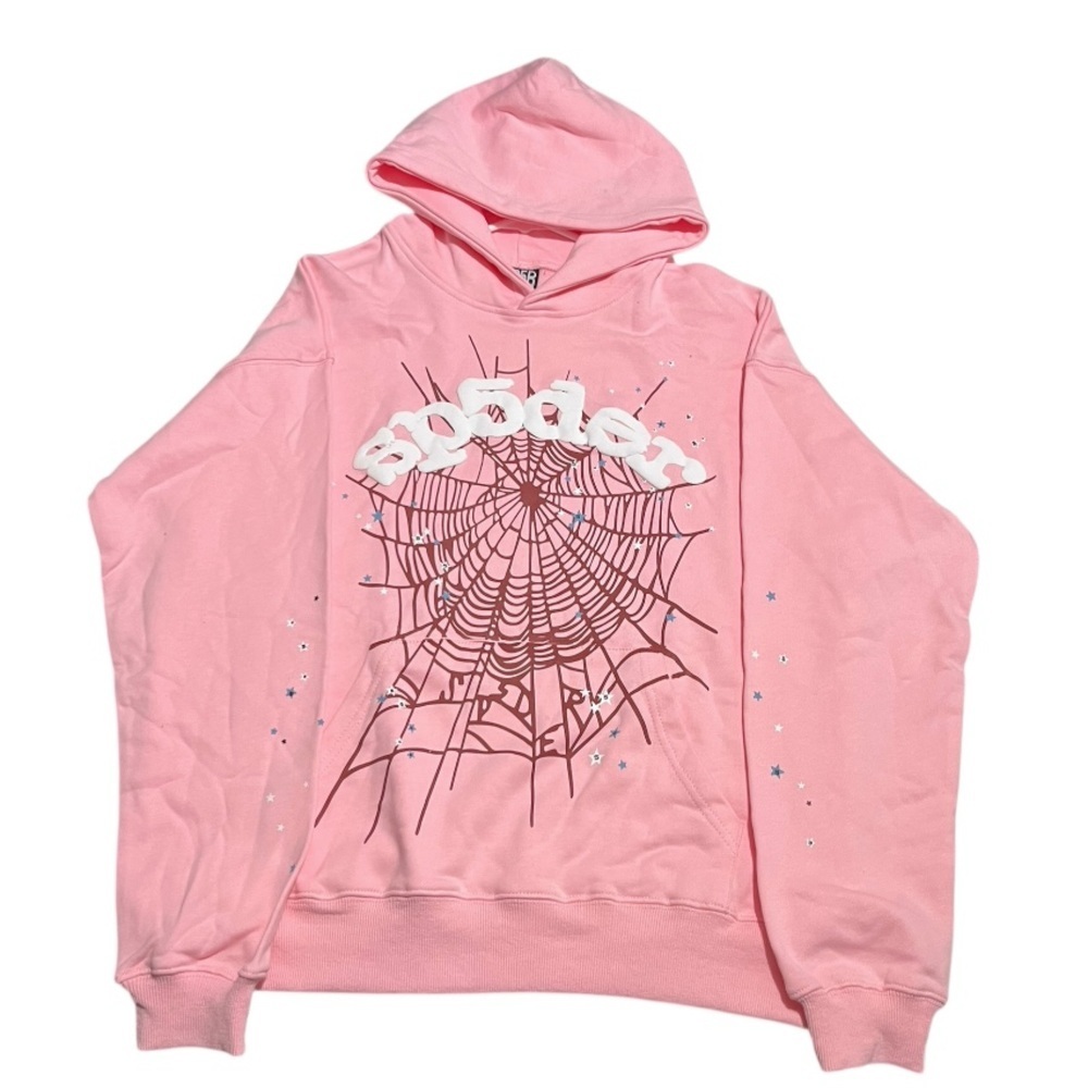 NEW Unisex Pink Spider Web Hoodie Sz M